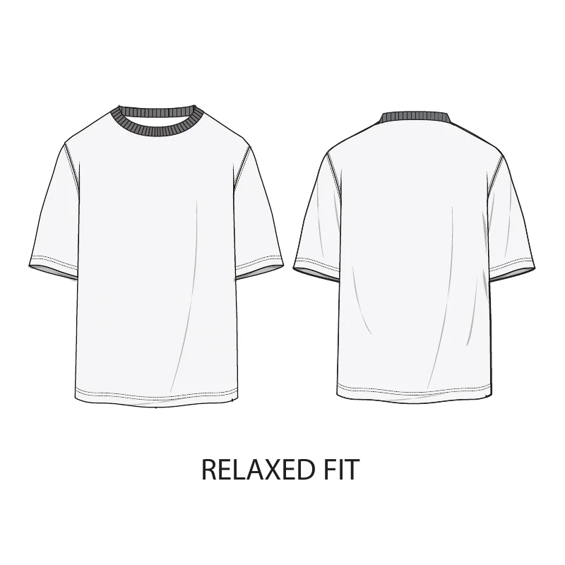 Relaxed tee tech pack, front and back flat sketch